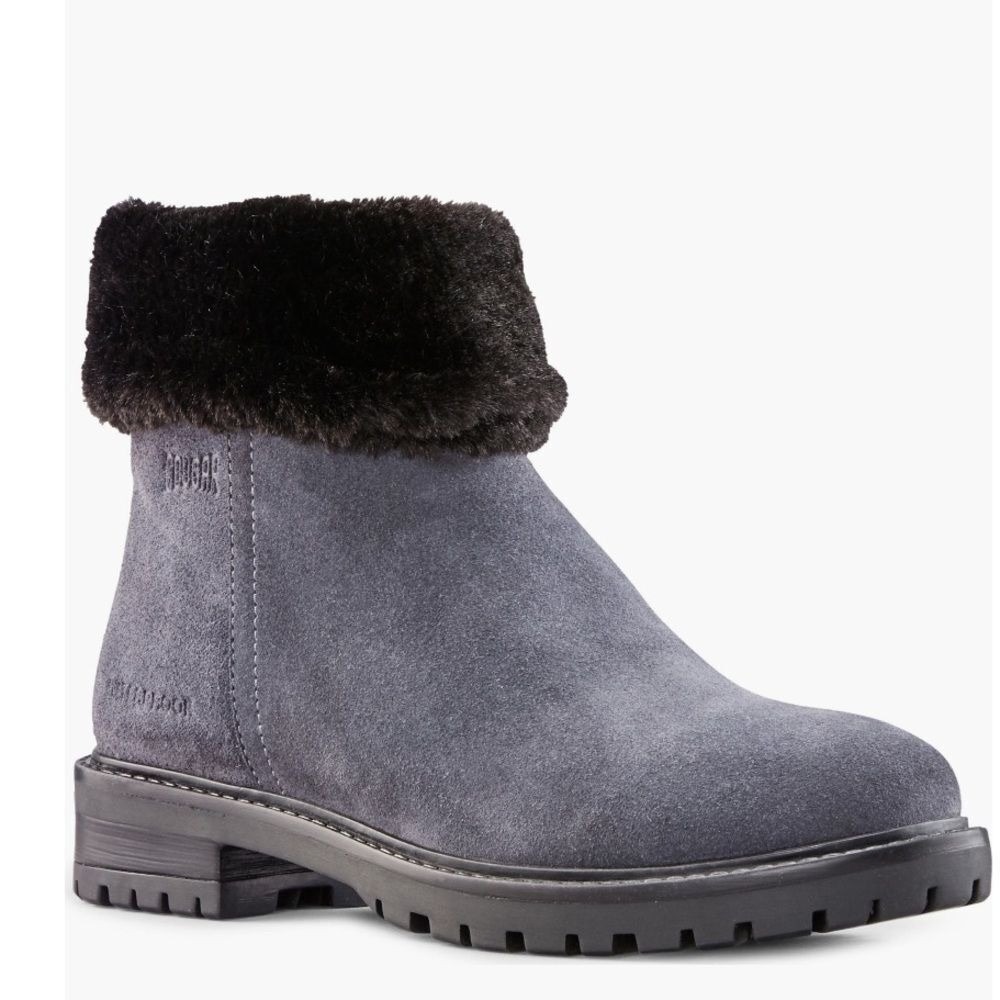 Cougar‎ Kendal Faux Fur Waterproof  Leather Snow Bootie Grey Black Size 8 NWT